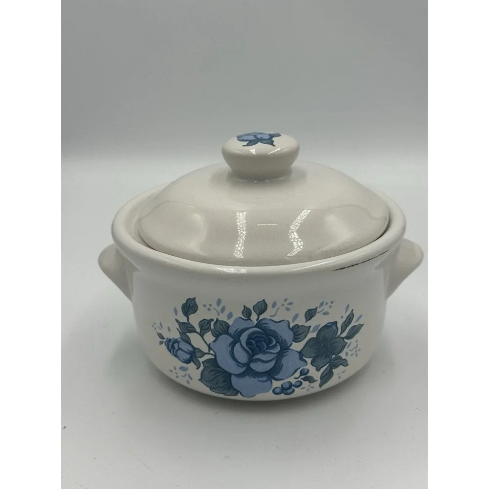 Jay import Company Blue Rose Mini‎ Crockpot/Soup Bowl
